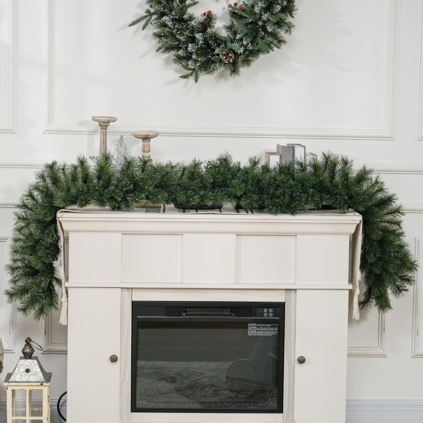 HOMCOM 1,8 m künstliche Weihnachtsgirlande Blumendekoration mit 160 Spitzen Grün