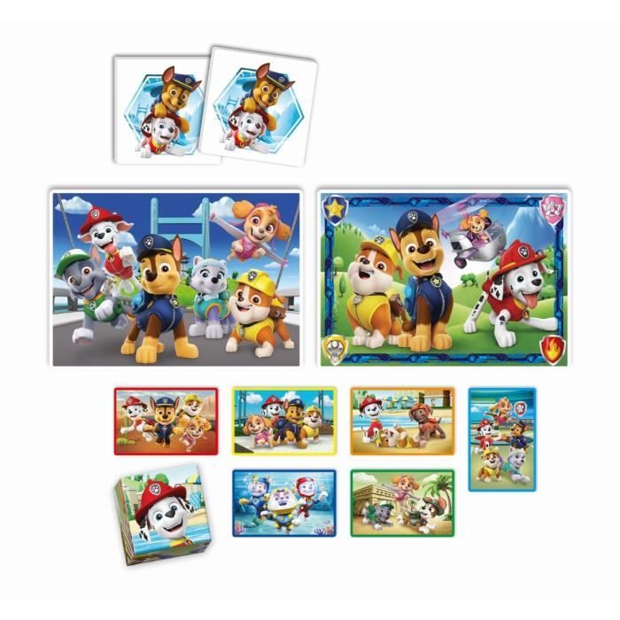 Paw Patrol - Clementoni 4 in 1 preschool activity set - 2 puzzles, 6 cubes and a memo - Made in Italy