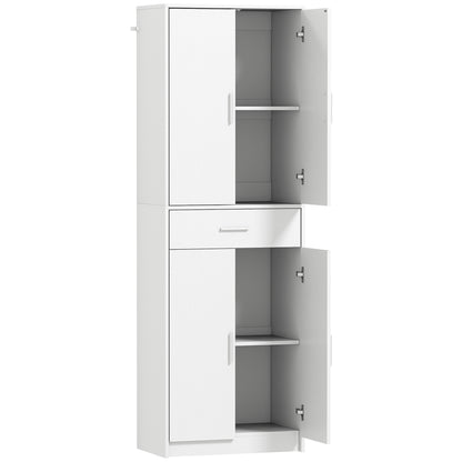 HOMCOM Küchenschrank, 3-stufig verstellbare Regale, Spanplatten, MDF, viel Stauraum, Weiß