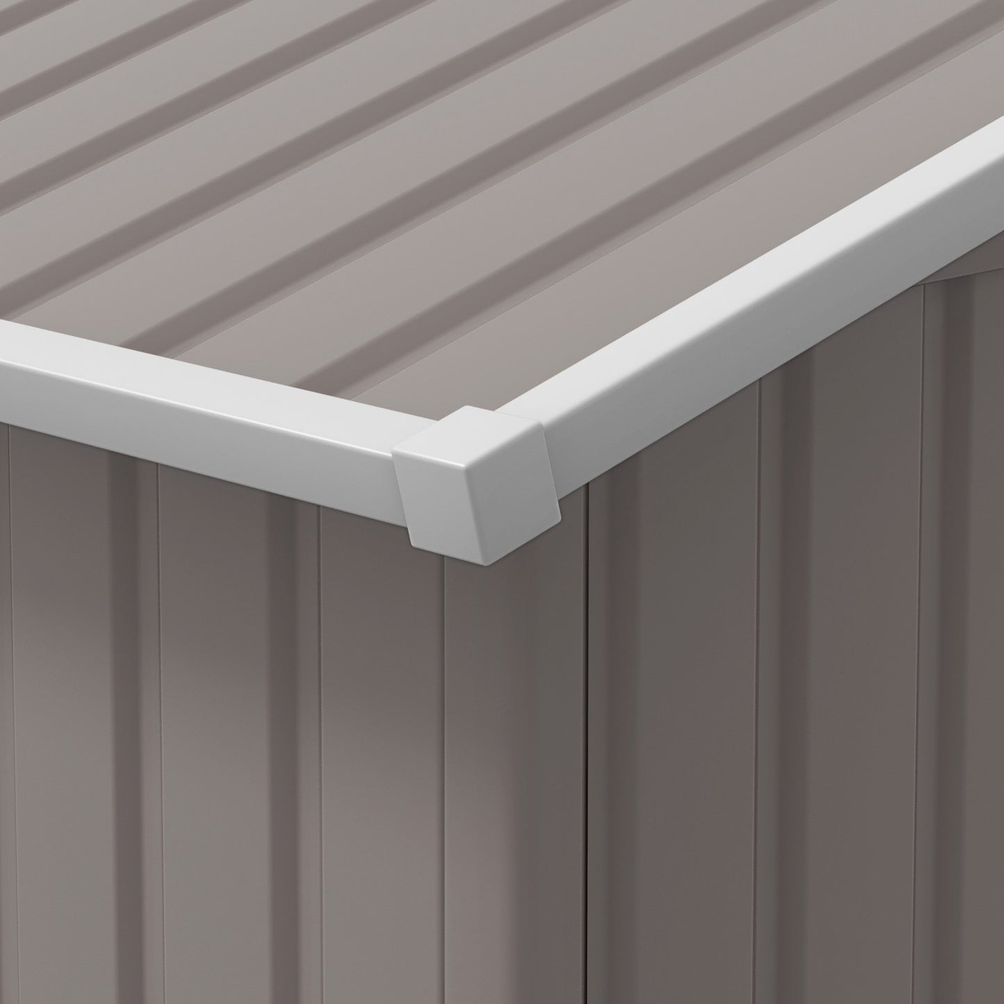 Outsunny Geräteschuppen, Wetterfestes Gartenhaus für Gartengeräte, mit Belüftungsfenstern, Schiebetüren, Stahl, Hellgrau