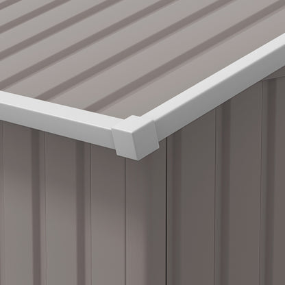 Outsunny Geräteschuppen, Wetterfestes Gartenhaus für Gartengeräte, mit Belüftungsfenstern, Schiebetüren, Stahl, Hellgrau