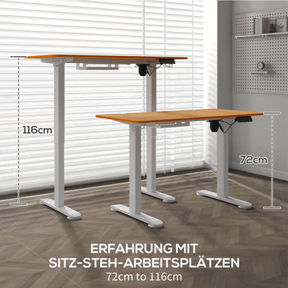 Vinsetto Stehschreibtisch, höhenverstellbar, 120x60x72-116cm, Natur/Weiß