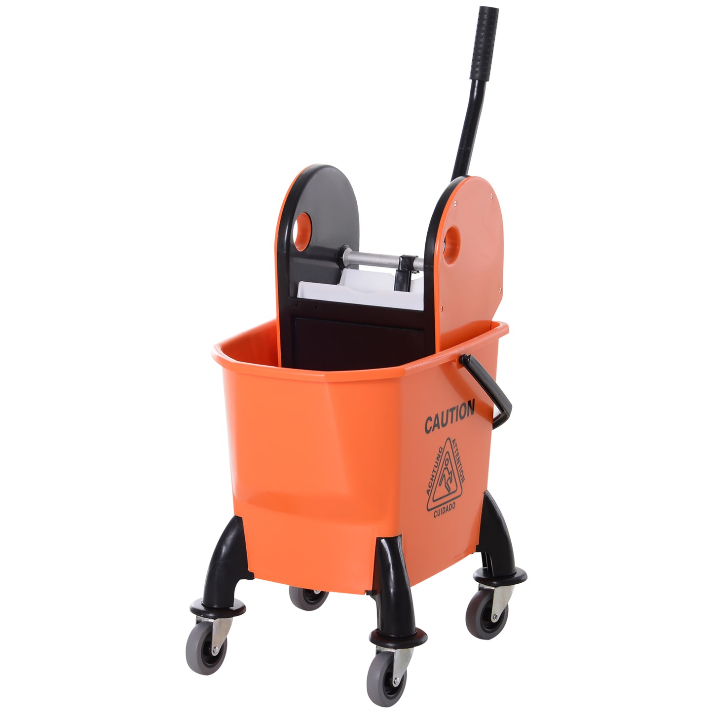 HOMCOM Rollbarer Reinigungseimer, Moppeimer, Mopp-Presse, 26 L, Kunststoff, Orange
