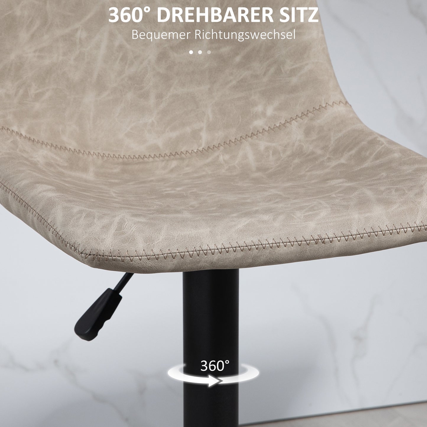 HOMCOM Barhocker im 2er-Set, Retro-Design, höhenverstellbar, drehbar, Kunstleder, 42 x 48 x 91-112 cm, Beige