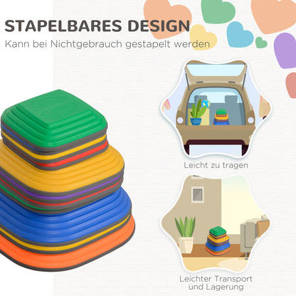 AIYAPLAY Balance-Trittsteine für Kinder, 11 Teile, Rutschfest, Hindernislauf-Steine, für Motorik-Förderung, Kunststoff, Bunt