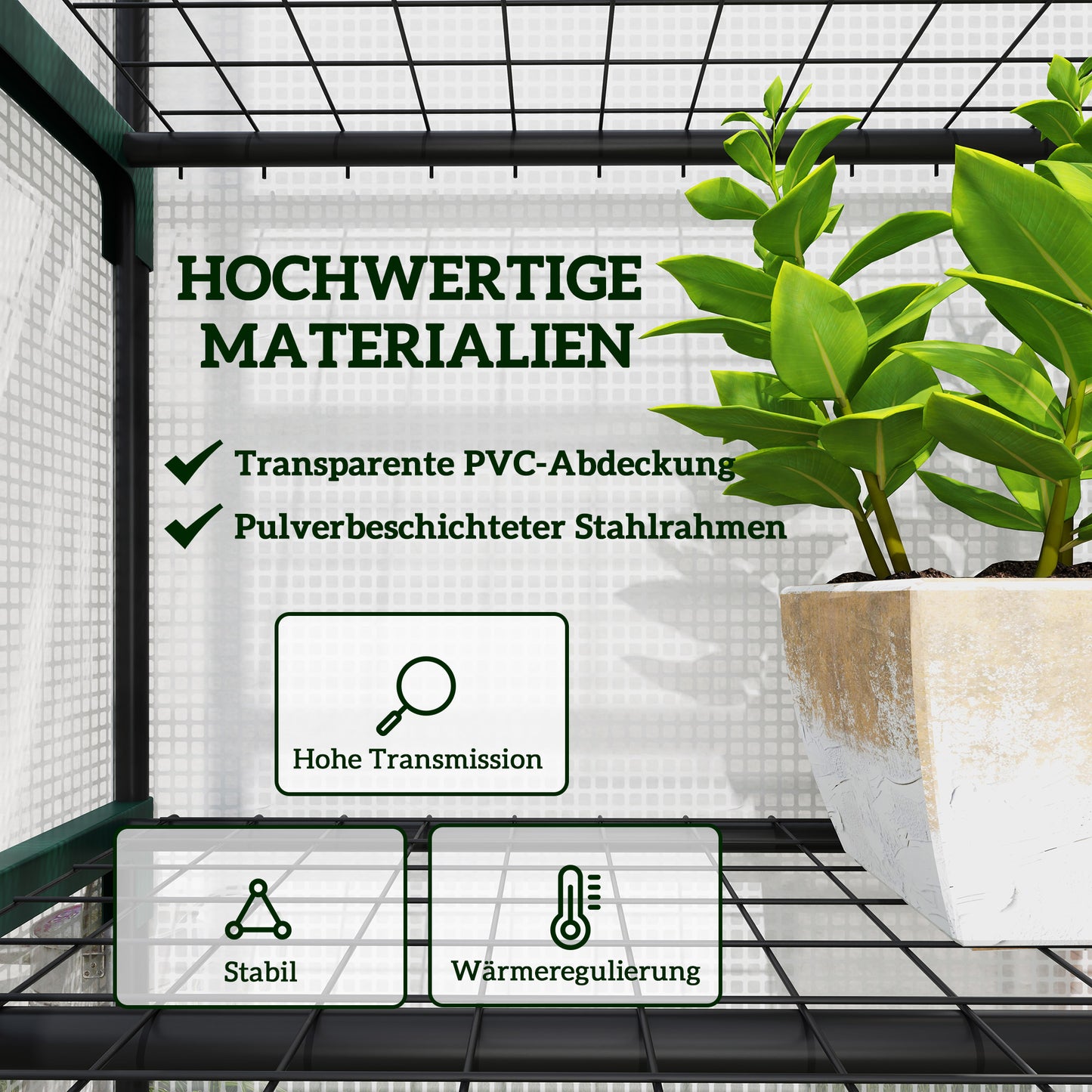 Outsunny Mini-Gewachshaus für Blumen oder Gemüse, Stahl, Kunststoff, 69L x 49B x 193H cm, Weiß