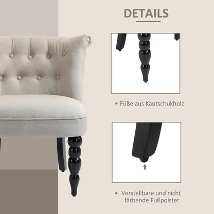 HOMCOM Relaxsessel Vintage Ruhesessel Relaxstuhl Polstersessel Esszimmerstuhl Leinenbezug Holzgestell Beige+Schwarz 67 x 67 x 78 cm