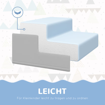 HOMCOM 4er Softbaustein-Set zum Klettern und Rutschen, Kunstlederbezug, für Kinder im Alter von 1-3 Jahren, Mehrfarbig