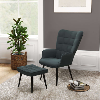 HOMCOM Relaxsessel mit Ottomane Sessel mit Fußhocker, 2-teiliges Set, Grau