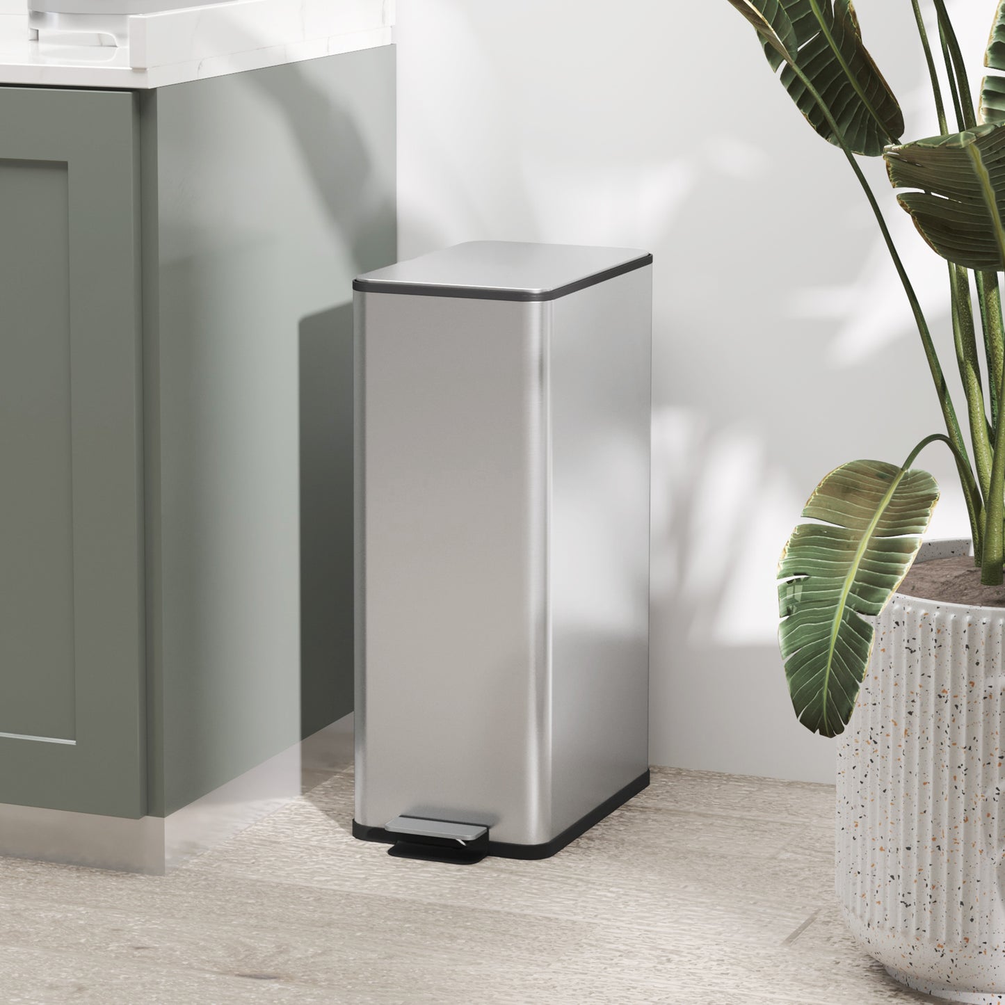 HOMCOM Mülleimer 20L, Soft-Close-Deckel, Deodorant-Fach, Fingerabdrucksicher, Edelstahl, Silber