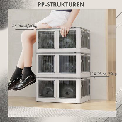 HOMCOM Aufbewahrungsbox Aufbewahrungskorb. faltbar, mit Staubschutz, 60 cm x 42 cm x 34 cm, Weiß + Grau