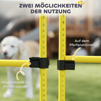PawHut 4-teiliges Hunde-Agility-Set med 4 Hürden och Tragetasche für das Sprungtraining, Gelb