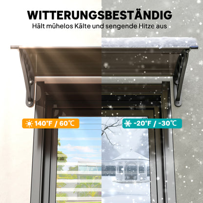 Outsunny Vordach Haustürvordach 75 x 100 cm Pultvordach Überdachung Polycarbonat Braun