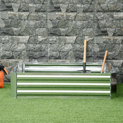 Outsunny Hochbeet aus verzinktem Stahl Gartenbeet Pflanzkasten für Garten Blumenkasten Blumenkübel Silber 120 x 90 x 30 cm