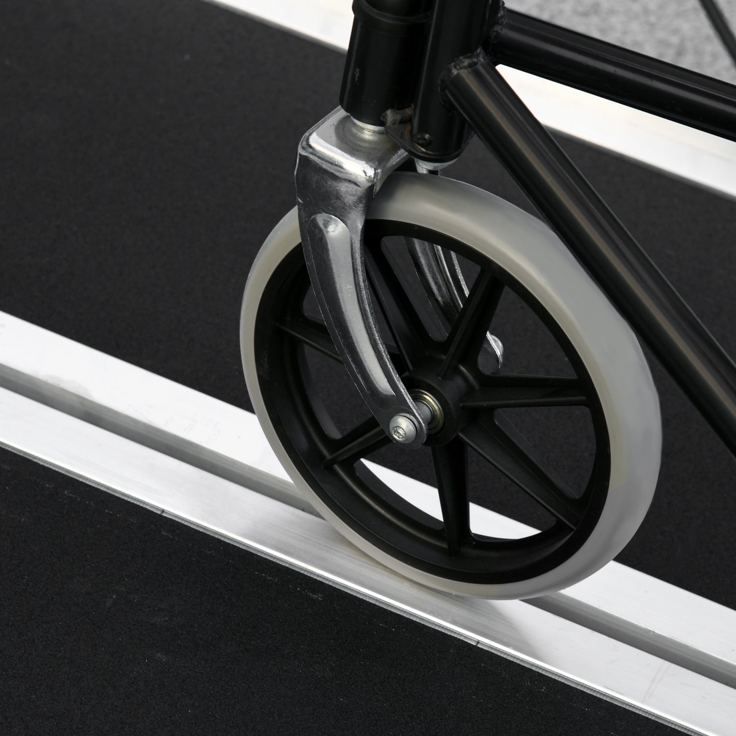 HOMCOM Rollstuhlrampe Auffahrrampe Rollstühle Rollatoren Faltbar Aluminium, 270 kg Belastbar, Schwarz, 91 x 72 x 5 cm