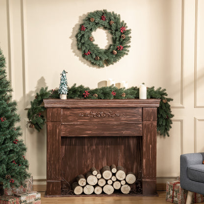 HOMCOM Tannenkranz Türkranz Weihnachtskranz Rückseite mit aufhänge Öse PE Grün Ø60 x 8 cm