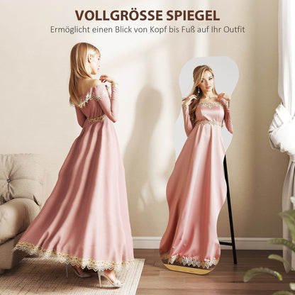 HOMCOM Ganzkörperspiegel ohne Rahmen, Holzbasis, flexibel platzierbar, Wellenform, Schwarz