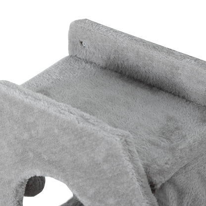 PawHut Katzen Kletterwand, inkl. Katzenhaus, Leitern, Spielball, platzsparend, Hellgrau