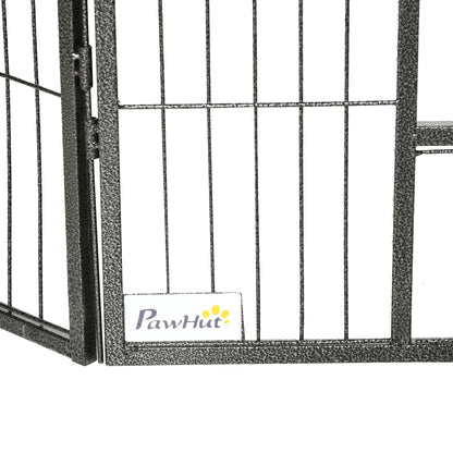PawHut Welpenauslauf Freigehege 16 Segmente 60 cm Hoch Laufstall für Haustier welpengitter Zaun Laufgitter Laufstall Hundegehege Outdoor Gitter Welpen gestaltbar mit 2 Tür Stahl Grau