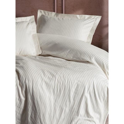 Bedding set - 1 duvet cover 220 x 240 cm + 2 pillowcases 60 x 60 cm - 100% cotton satin - Ecru