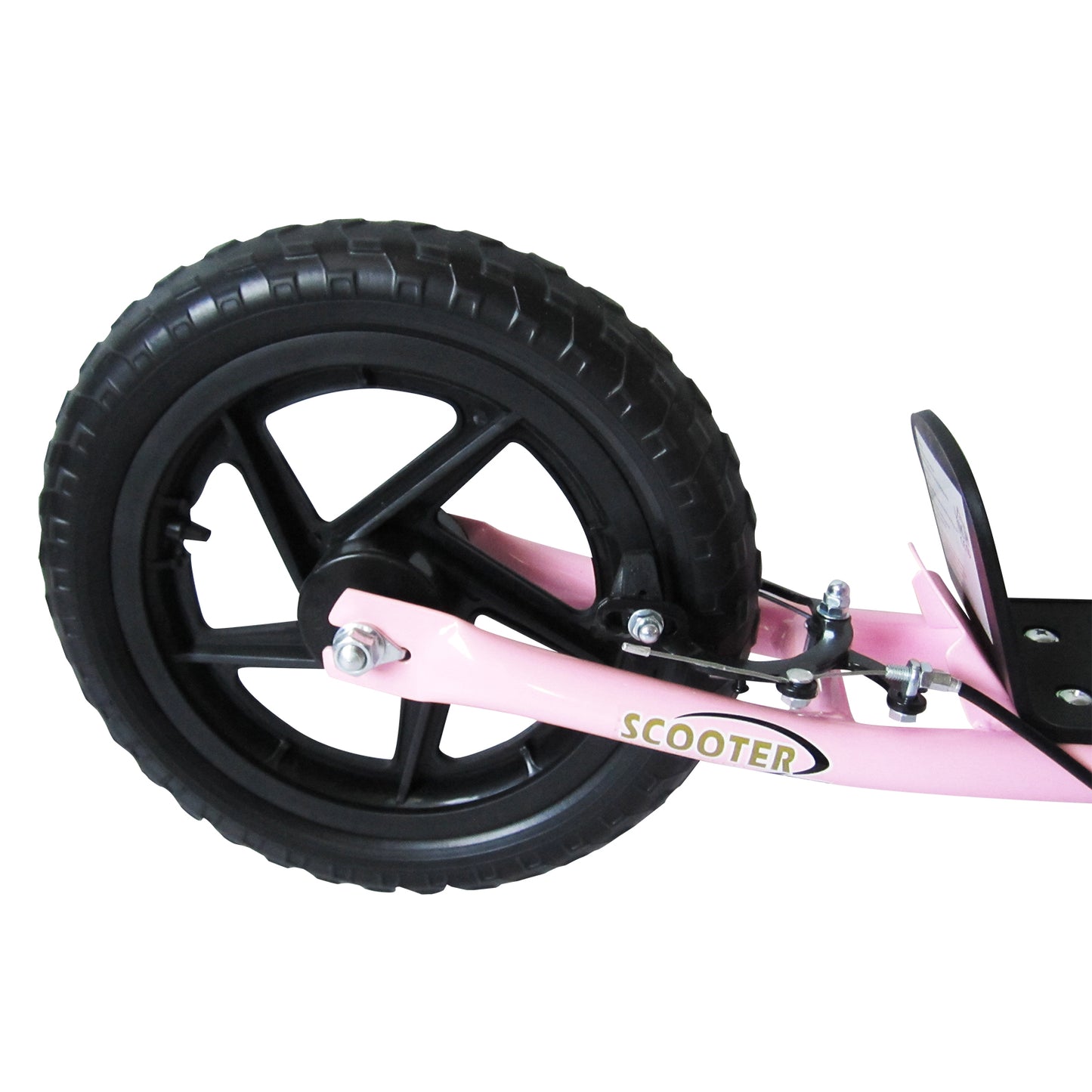 HOMCOM Tretroller, Scooter für Kinder, mit Handbremse, Ständer, 12 Zoll Räder, ab 5 Jahren, Stahl, Rosa 120 x 52 x 88 cm