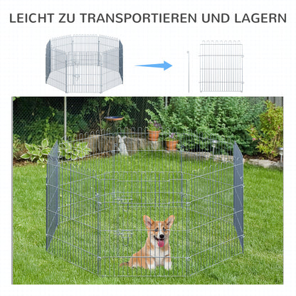 PawHut Freilaufgehege Welpenauslauf Welpenzaun Laufstall Welpengitter für Tiere 8-teilig B63 x H76 cm