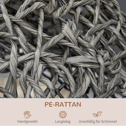 PawHut Katzenhaus från Rattan mit Kissen Katzenschlafplatz Katzenhöhle mit erhöhten Füßen Silbergrau Ø52 x 58 cm