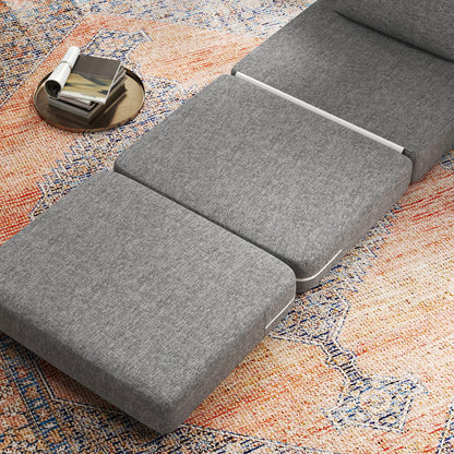 HOMCOM Schlafsessel, Gästematratze, 3-fach faltbar, kompakt, Metallrahmen, 80x75x74 cm, Grau