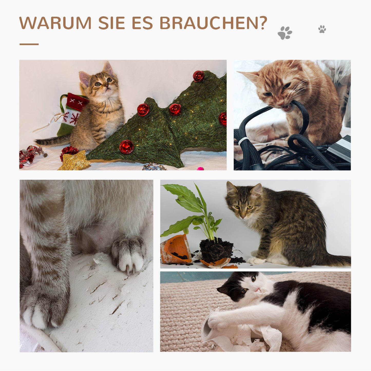 PawHut Katzenkratzbaum Klein Katzenbaum für eine einzelne Katze Katzen-Spiel-Stamm Katzenspielzeug Kletterbaum Jute Khaki+Hellbraun 40 x 30 x 56 cm
