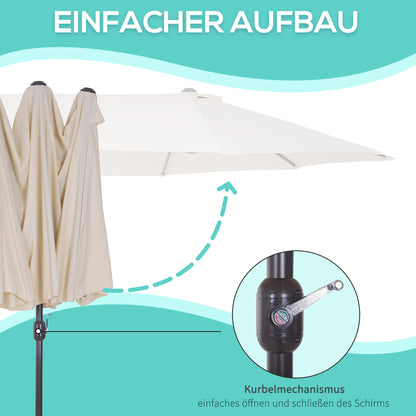 Outsunny XXL Sonnenschirm mit Handkurbel wetterbeständig 455 cm x 270 cm x 240 cm Stahl Polyester Beige