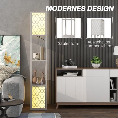 HOMCOM Stehleuchte im modernen Design, 2 Ablagen, Ziehkettenschalter, 26 cm x 26 cm x 156 cm, Schwarz + Weiß