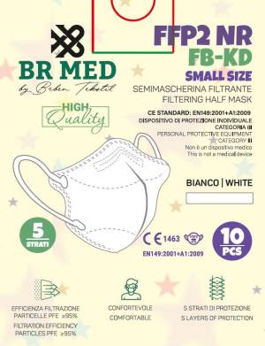 BRMed 1Conf. da 10pz Mascherina FORMATO PIU' PICCOLO Protettiva FFP2 Small Size 5 Strati Bianca