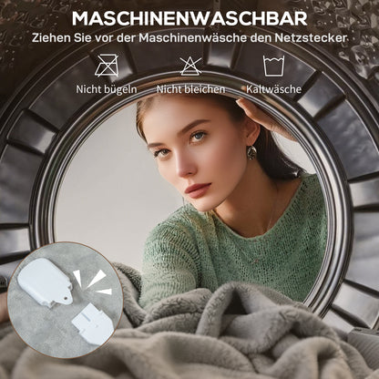 HOMCOM Heizdecke 180 x 130 cm Elektrische Wärmedecke mit 10 Heizstufen, 10 Stunden Timer Überhitzungsschutz LED Anzeige