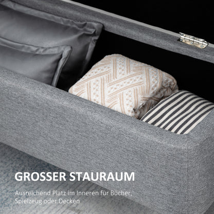 HOMCOM Sitzbank, Sitztruhe, Polsterbank, Leinenoptik, bis 150kg, 101x38,5x44,5 cm, Grau