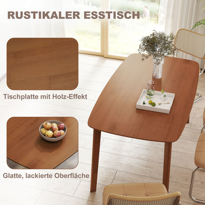 HOMCOM Esstisch, Landhausstil, lackierte Oberfläche, Holz, 150 x 80 cm, Braun