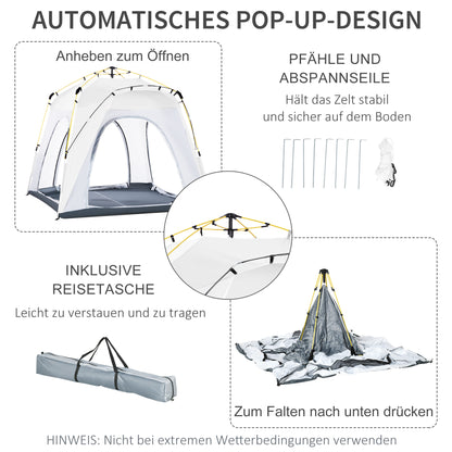 Outsunny Pop Up Kuppelzelt für 4 Personen leicht, stabil wasserdicht UV 50+ mit Haken Tür Fenster, Bodenplane