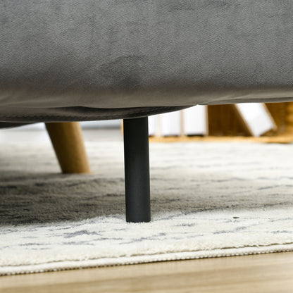 HOMCOM Schlafsofa Relaxsofa Sofa Couch, inkl. 2 Kissen, Samtoptik, 130 x 78 x 79 cm, Grau