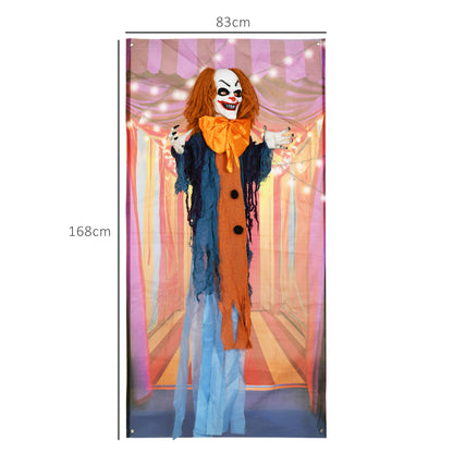 HOMCOM Horrorclown, Helloweendeko, aktiviert mit Geräusche/Berührung, rote Augen, Sound, 168 cm