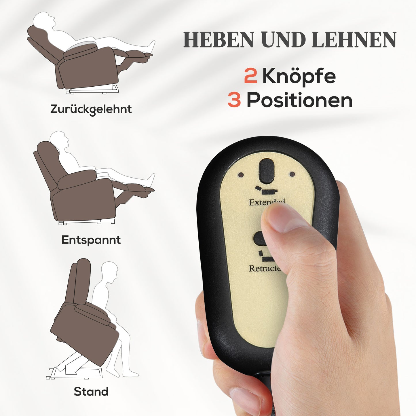 HOMCOM Aufstehsessel mit Massagefunktion, 90x93x110cm, Braun