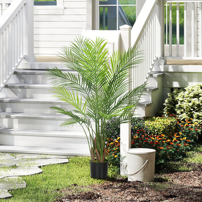 HOMCOM Künstliche Palme groß 120cm Kunstpflanze, Plastik Künstliche Pflanzen im Topf für Wohnzimmer Büro