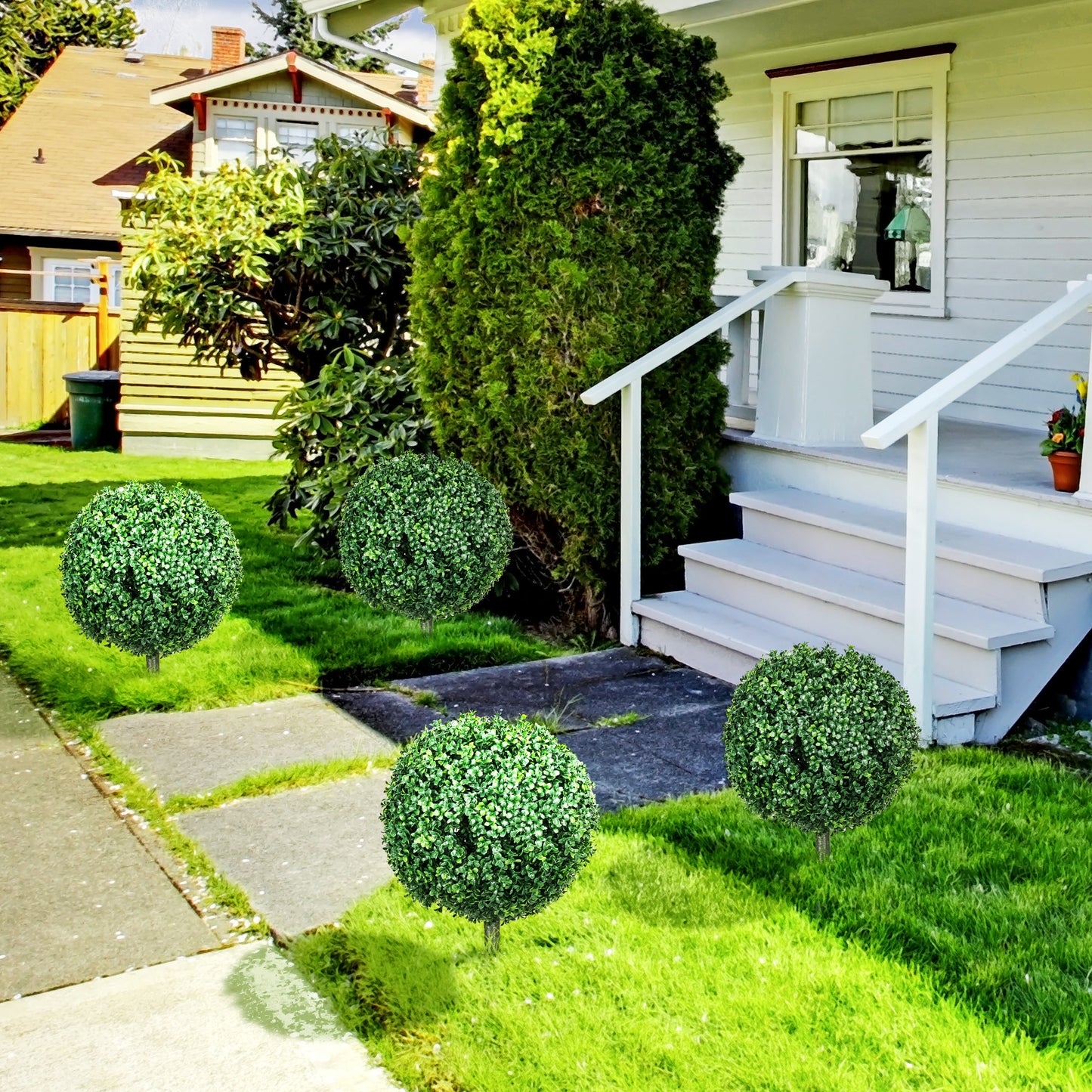 HOMCOM Künstlicher Buchsbaum im 2er-Set, realistisch, wetterfest, pflegeleicht, 70 cm