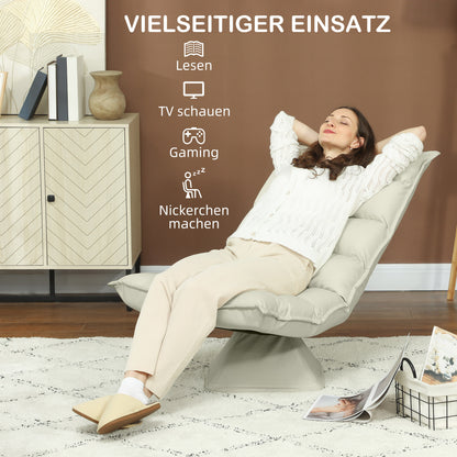 HOMCOM Relaxsessel, Sitzsack, verstellbare Rückenlehne, Lederoptik, 62x70x95cm, Beige