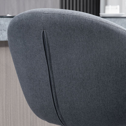 HOMCOM Barhocker höhenverstellbar mit Lehne und mit Fußstütze; Leinenoptik, 54 cm x 54 cm x 112 cm, Grau