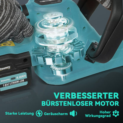 Outsunny Elektro Heckenschere Akku Elektrischer Heckenschneider مع محرك شنيتلانج 51 سم، Akku Blau