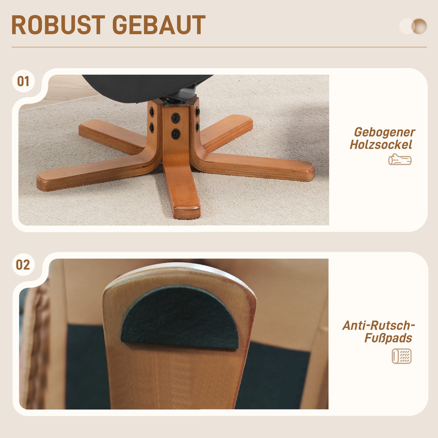 HOMCOM Relaxsessel mit Hocker, Liegefunktion, Kunstlederbezug, bis 150 kg, 71 x 84 x 102 cm, Schwarz