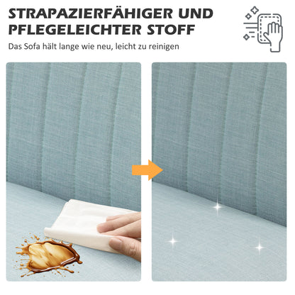 HOMCOM 2-Sitzer Sofa, weiche Polsterung, pflegeleichter Bezug, bis 150 kg, 117 x 56,5 x 77 cm, Hellgrün