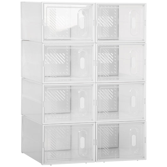 HOMCOM Modulares Regalsystem mit 8 Fächern, Steckregal, 25 cm x 35 cm x 19 cm, Transparent