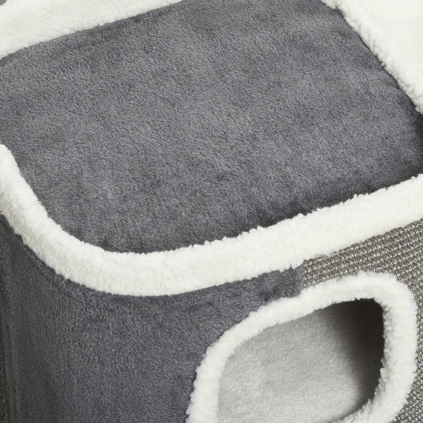 PawHut Kratztonne für Katzen Katzenkratzbaum 3 Ebenen Katzenbaum Kletterbaum für Katzen Katzenmöbel Spanplatte samtartiges Polyester Sisal Grau+Weiß 40 x 40 x 74 cm