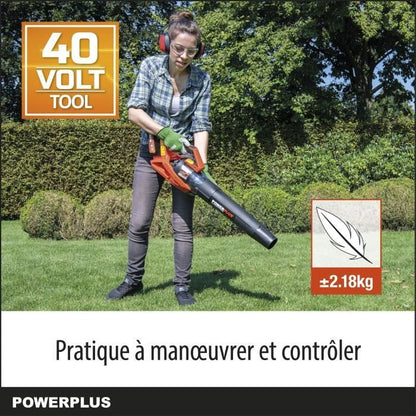 Dual Power blower of PowDPG7526 - 40 V battery sheets, leaves, 200 km/h, without battery or charger