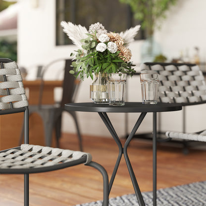 Outsunny Polyrattan Gartenmöbel Set, Outdoor Lounge Balkonmöbel für 2 Personen, 3-teilig 2 Stühle, Tisch Grau